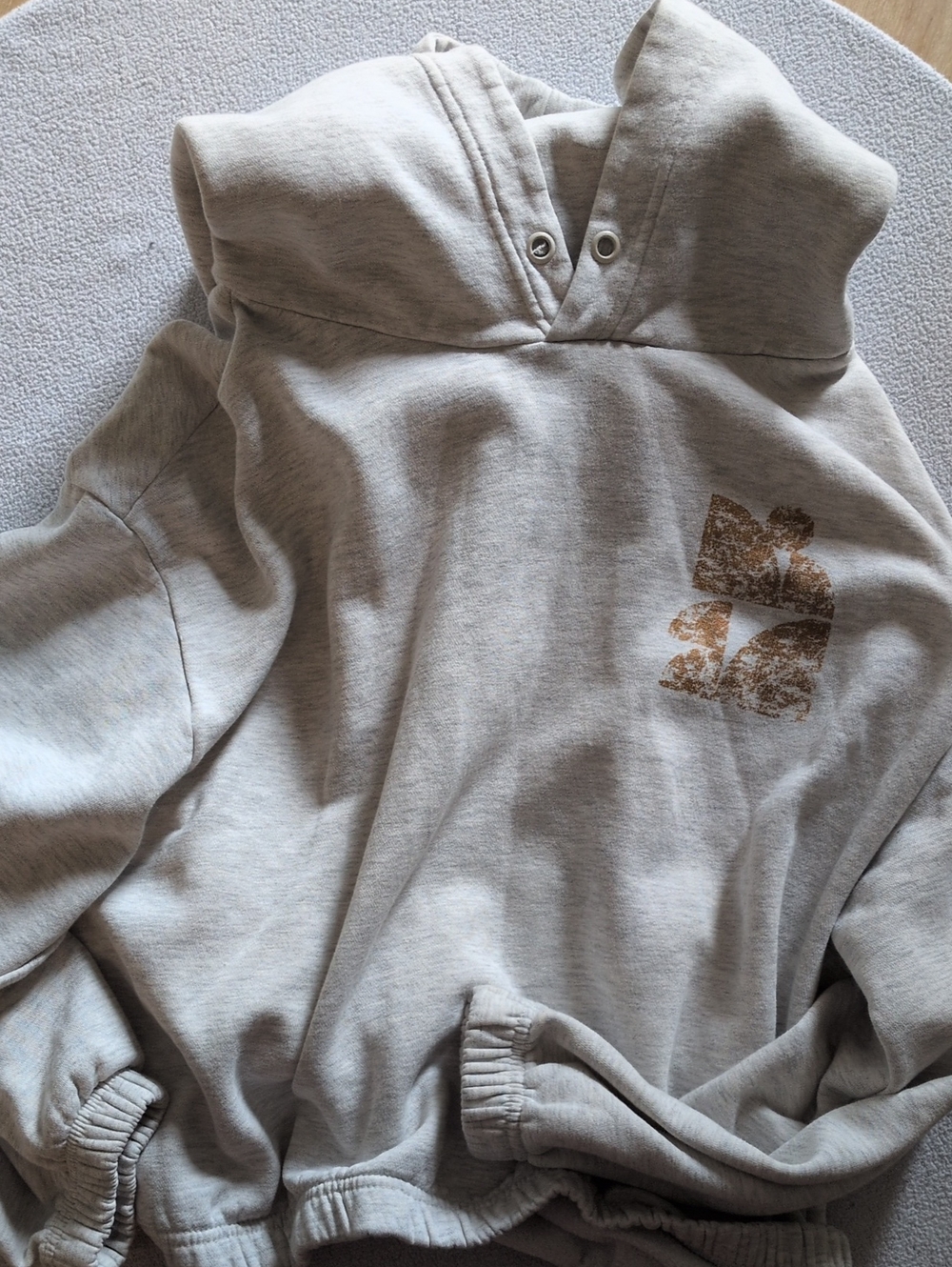 Anthro, Daily Practice Cropped Light Gray Hoodie with Metallic Detail. EUC.